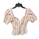 Tularosa Pink Stripe Cottagecore Peplum Top XS | Puff Sleeve Sweetheart Neck XS Photo 1