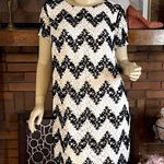 Talbots CREAM & BLACK CROCHET LACE CHEVRON SHIFT DRESS (6) Photo 0