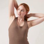 Athleta NWT  Momentum Seamless Racerback Tank Brown With Gold Sparkle Throughout Photo 0