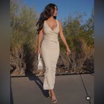 House Of CB  Laria Ecru Vegan Leather‎ Maxi dress Cream Cocktail NWOT Size XL Photo 2