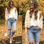 Chicwish  Knit Your Love Ivory Heart Shape Pompoms Chunky Knit Cardigan Sweater S Photo 8