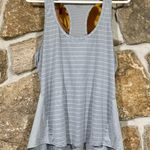 Athleta Grey/White Striped Athletic Tank Top Thin Light Weight Racerback Tank Photo 0