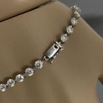 Ladies 10kt CZ Signed BBJ 10k Tennis Bracelet 6.2 Grams White Gold 7.5” Photo 7