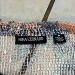 Nina Leonard  Sz M Peach and Blue Sheer Floral Blouse Photo 1