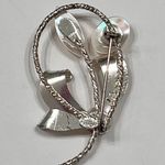 Western Germany Vintage Signed  Mother of Pearl Flower Silver Tone Brooch Pin Photo 1