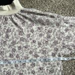 Paris Sport Club Vintage Cream Purple Floral Mockneck Long Sleeve Blouse Large Photo 4