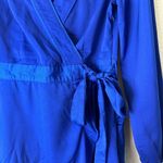 Lulus Lulu’s Lilya Blue Long Sleeved Satin Wrap Dress Size XS Photo 4