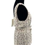 Monteau  Womens Floral Square Neck‎ Paperbag Linen Blend Dress Cream Large NWT Photo 2