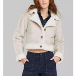 Wild Fable Jacket Womens XXS Off White Neutral Faux Shearling and Suede Crop NWT Photo 14