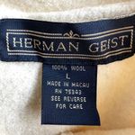 Herman Geist Vintage  Cardigan 100% Wool Mockneck Asymmetric Sweater Cream Large Photo 2