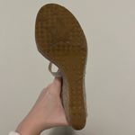 Jimmy Choo  Optic White Vacchetta Leather Portia 120 w/ Silver Glitter Cork Wedge Photo 2