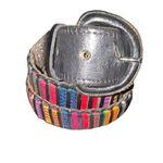 Stitched woven Genuine Leather Aztec Ethnic Boho Indie Print Belt size 42 pink Photo 1