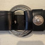 Vtg Al Stohlman Brand Black Leather Belt Floral Rhinestone Western Cowgirl Photo 2