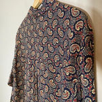 Liz Sport Vintage Women's Sz Small Long Sleeve Button Up Paisley Navy Blouse Top Photo 14