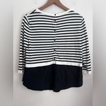 COS  Striped CrewNeck Top sweater Silk Trim Lagenlook navy white relaxed flowy S Photo 1