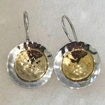 Silpada  Sterling Silver 14k Gold Hammered Round Disc Earrings W1367 Photo 3