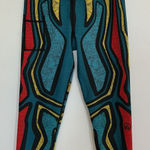 INKBURN Abstract Pattern Capris Leggings Activewear Size 8 Teal Red Yellow Blue Photo 0