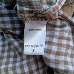 Mustard Seed  Tan and Cream Gingham Plaid Blouse Size S Photo 7