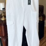 EXPRESS  White Belted Dress Pants Cargo New Ankle Super High Rise Photo 0