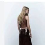 ZARA NWOT TULLE CROPPED TOP WITH SEQUINS Dark brown | 0219/115 Photo 3