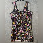 Karin Stevens  20w Black Multi Color Tutti Fruitti Floral Dress V Neck Sleeveless Photo 5