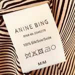 ANINE BING Willa Silk Top Crinkle Stripe Size Medium Tan and Black Photo 10