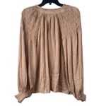 Ryegrass Top Women's Size Medium Taupe Brown Peasant Top Smocked Long Sleeve NEW Photo 1