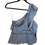 Venus Nwt Blue Eyelet One Shoulder Ruffle Blouse Photo 0
