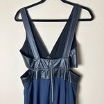 Anthropologie New  Black Navy Faux Leather Cut-Out Sleeveless Midi Dress Size 12 Photo 7