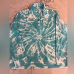Vineyard Vines Turquoise & White Pullover Tie Dye Sweatshirt M Henley Button EUC Photo 1