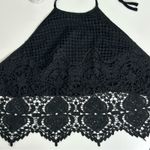 Casting LA Black Lace Halter Top‎ Crochet Tie Back Crop Top Blouse Med. Photo 3