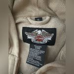 Vintage Harley Davidson Cream Short Sleeve Novelty Biker Gear Vest Womens Hoodie Size XL Photo 1