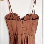 House Of CB • Myrna Chocolate Satin Corset Slip Dress brown bustier boned bodice Photo 13