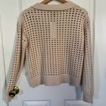 French Connection Manda Pointelle-Knit Polo Sweater Oatmeal Small NWT Photo 4