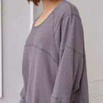 Urban Outfitters Out From Under Cleo Cozy Thermal Oversized Top Waffle Knit Scoop Neck Gray XS Photo 0