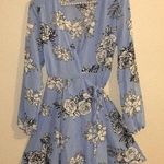 Blue Floral Wrap Dress Size L Photo 0