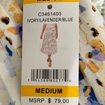 Vince Camuto Pleated Midi Skirt Ivory Blue Lavender Lined Womens size Medium Photo 5