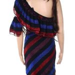 Diesel women's S small one shoulder striped sparkle shimmer ruffle party dress Photo 3
