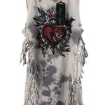 Affliction Black Label Tank Top Extra Small Calera NWT Tie Dye Heart Rhinestone Photo 1