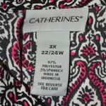 Catherines  Red Black Print 3/4 Sleeve Blouse Top Size 2X 22/24W Half Zip Tunic Photo 9