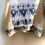 Anthropologie  Pilcro Petra Feathered oversized sweater cream navy size small Photo 11