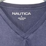 Nautica V-neck T-Shirt. Women’s Size Large . Navy Photo 3