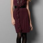 Loft Ann Taylor burgundy vneck ruffle and ribbon dress size 10P Photo 0