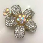 Flower w/small butterfly gold with crystals picks up multi colors hair claw clip Photo 0
