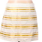 J.Crew  Womens Mini Skirt Striped Ivory Gold Pockets Size 10” Photo 1