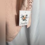 Siren Lily  Maternity Woman’s Sweater Soft Pink Open Sleeve Pearl Accent Size 2XL Photo 5