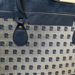 Pierre Cardin  Vintage Blue Navy Cowhide and Canvas Monogram Tote Bag Case - Rare Photo 13