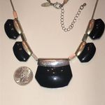NY Brand Elegant Black and Silver Tone Statement Necklace Photo 4