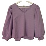A New Day purple puff sleeve vneck crop blouse xs Photo 1