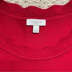Talbots  Bright Cherry Holiday Fall Red Scalloped Crewneck Knit Sweater S Photo 1